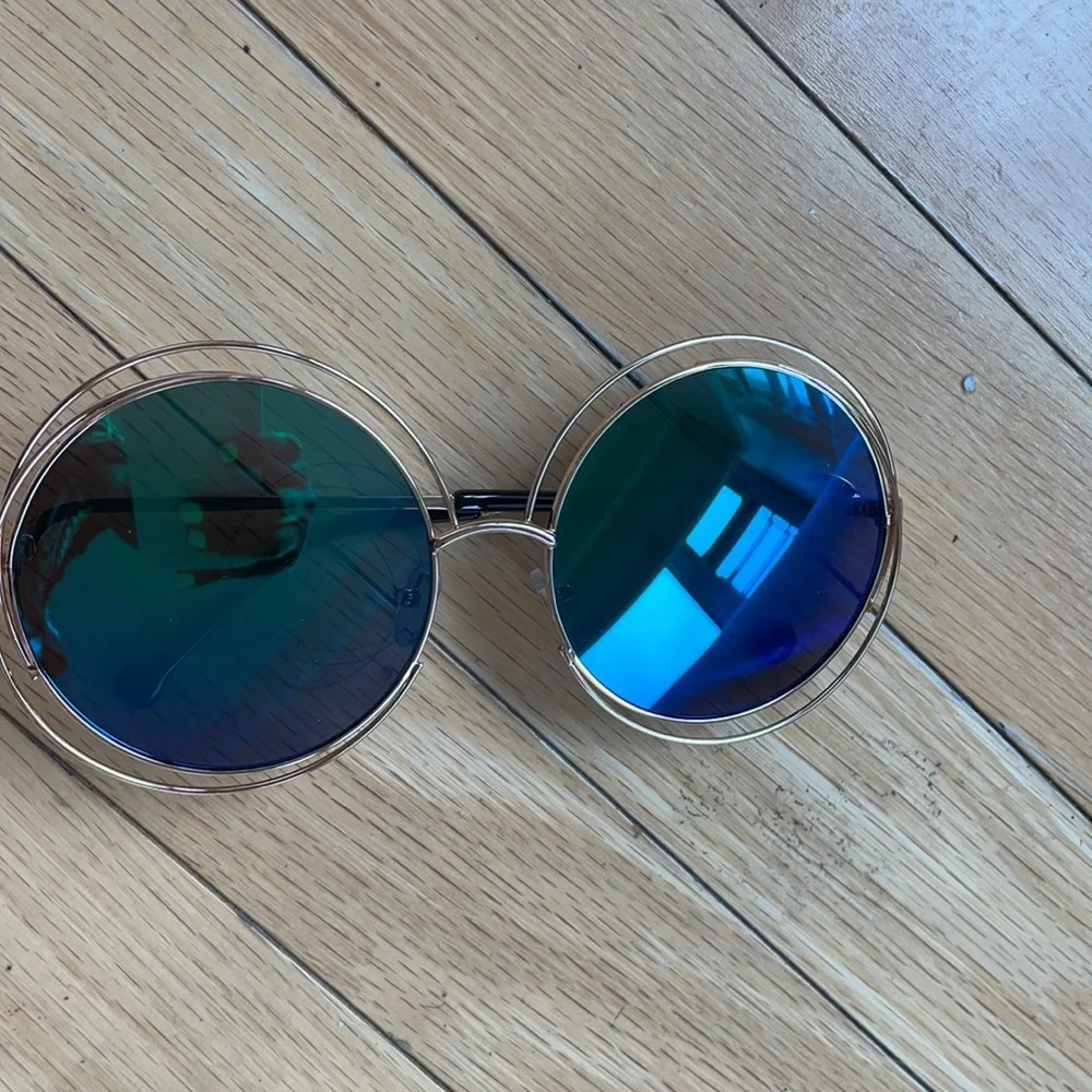 ✨FASHION WEEK GREEN OVERSIZED MIRROR  SUNGLASSES